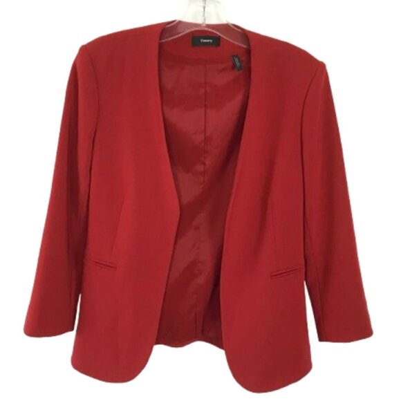 Theory Womens Size 4 Red Oak Lindrayia Admiral Jacket Blazer Made in USA - Picture 3 of 5